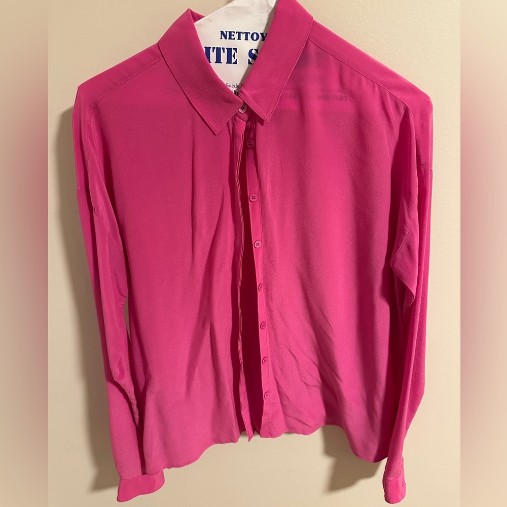 Joe Fresh 100% pink silk blouse
